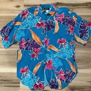 Krush Vintage Tropical Hawaiian Button Up Shirt Men’s Large